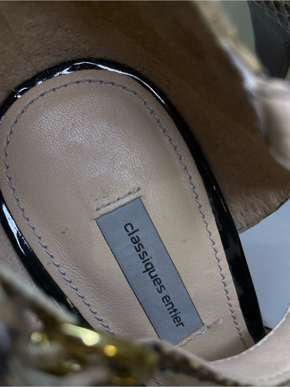 Classiques Entier Tan Snake-Print Platform Heels with Black Bow - Picture 4 of 6
